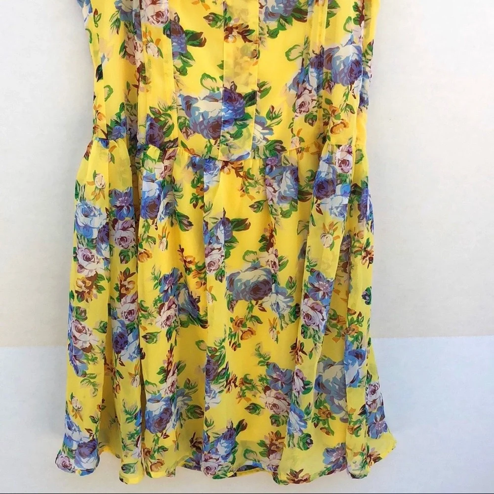 NWT TULLE Womens large Sleeveless Yellow Floral Boning Waist dress (runs small) - Picture 8 of 8